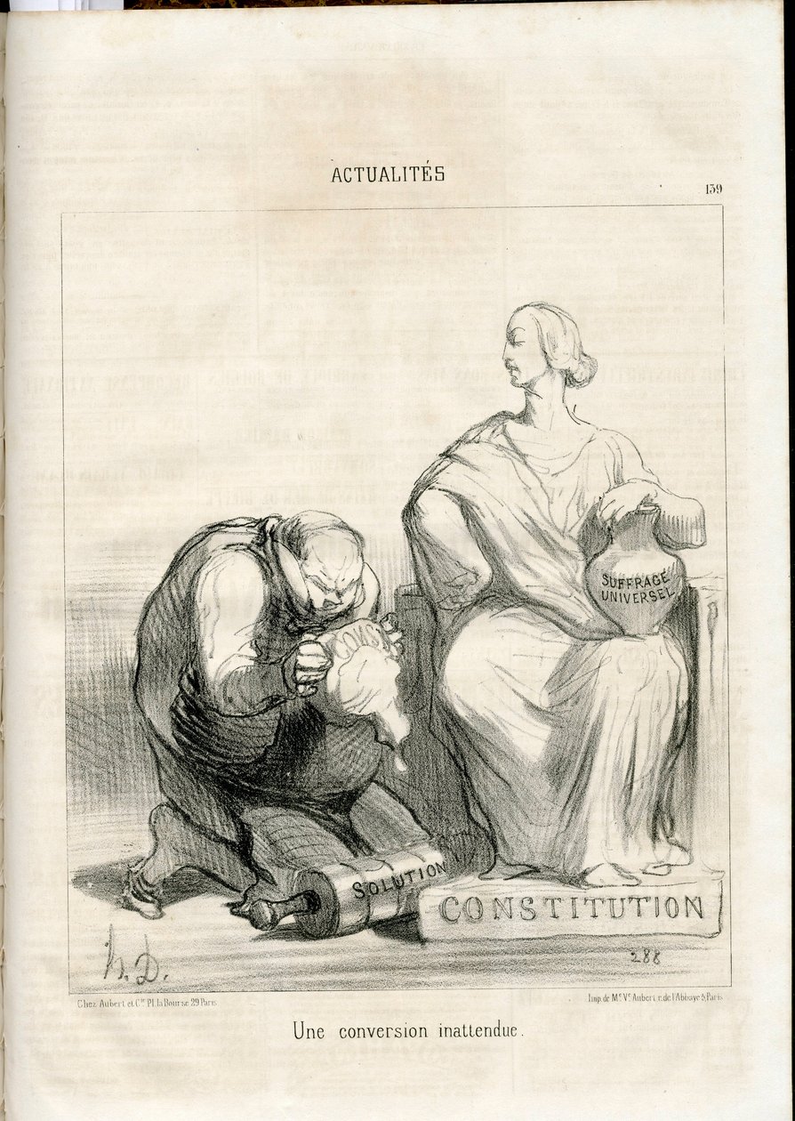 Le Charivari, satirisk i B&W af Honoré Daumier