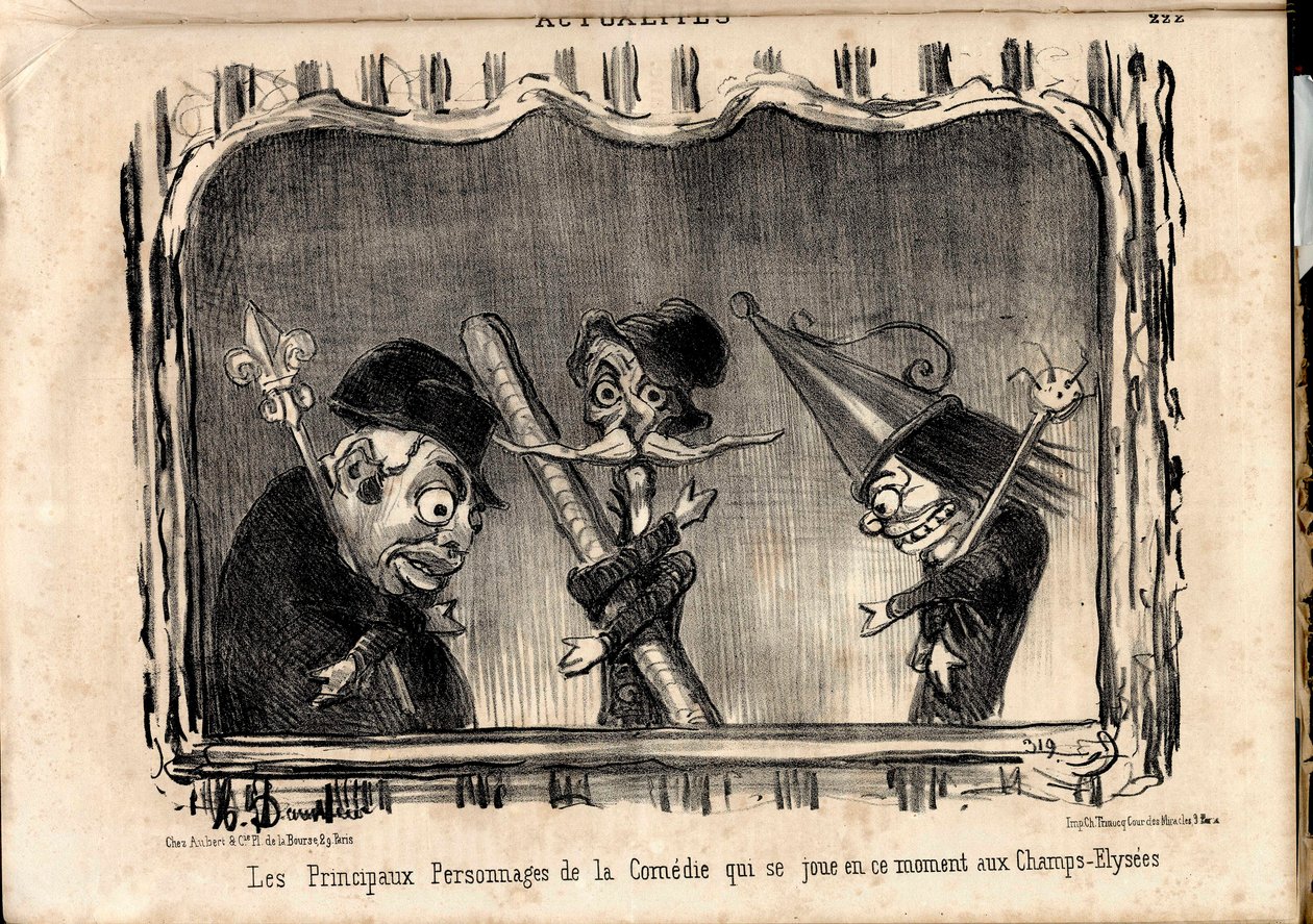 Le Charivari, satirisk i B&W af Honoré Daumier