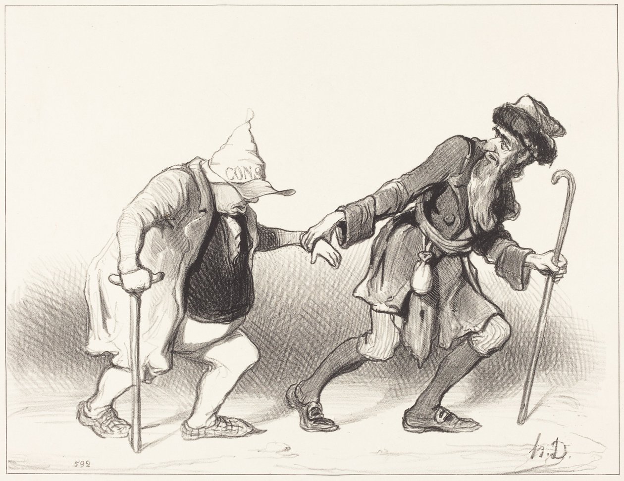 Le Constitutionnel og Den evige Jøde af Honoré Daumier