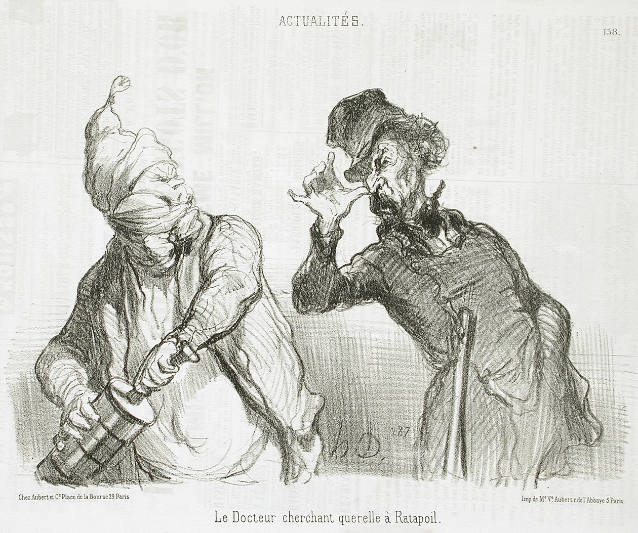 Doktoren søger skænderi med Ratapoil af Honoré Daumier