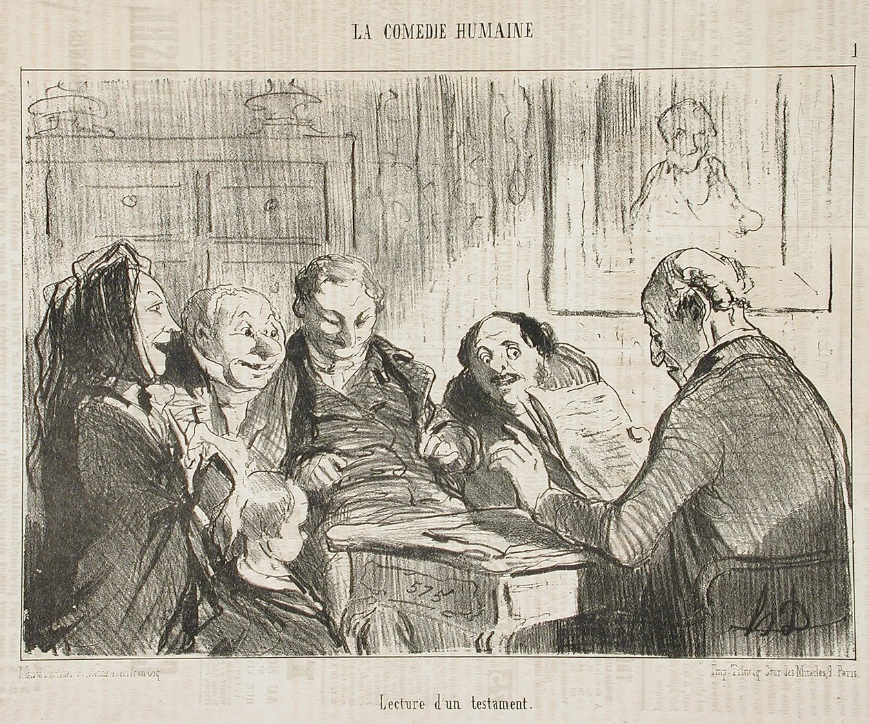 Oplæsning af et testamente af Honoré Daumier