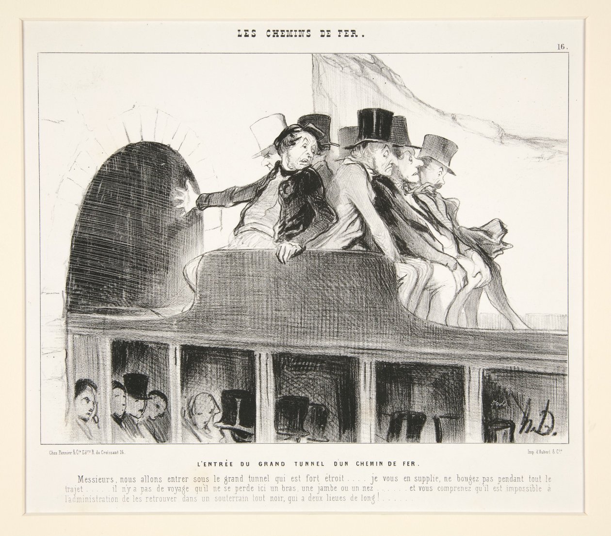 Indgangen til den store jernbanetunnel, fra »Les Chemins de Fer«, i Le Charivari, 22. marts 1844 af Honoré Daumier