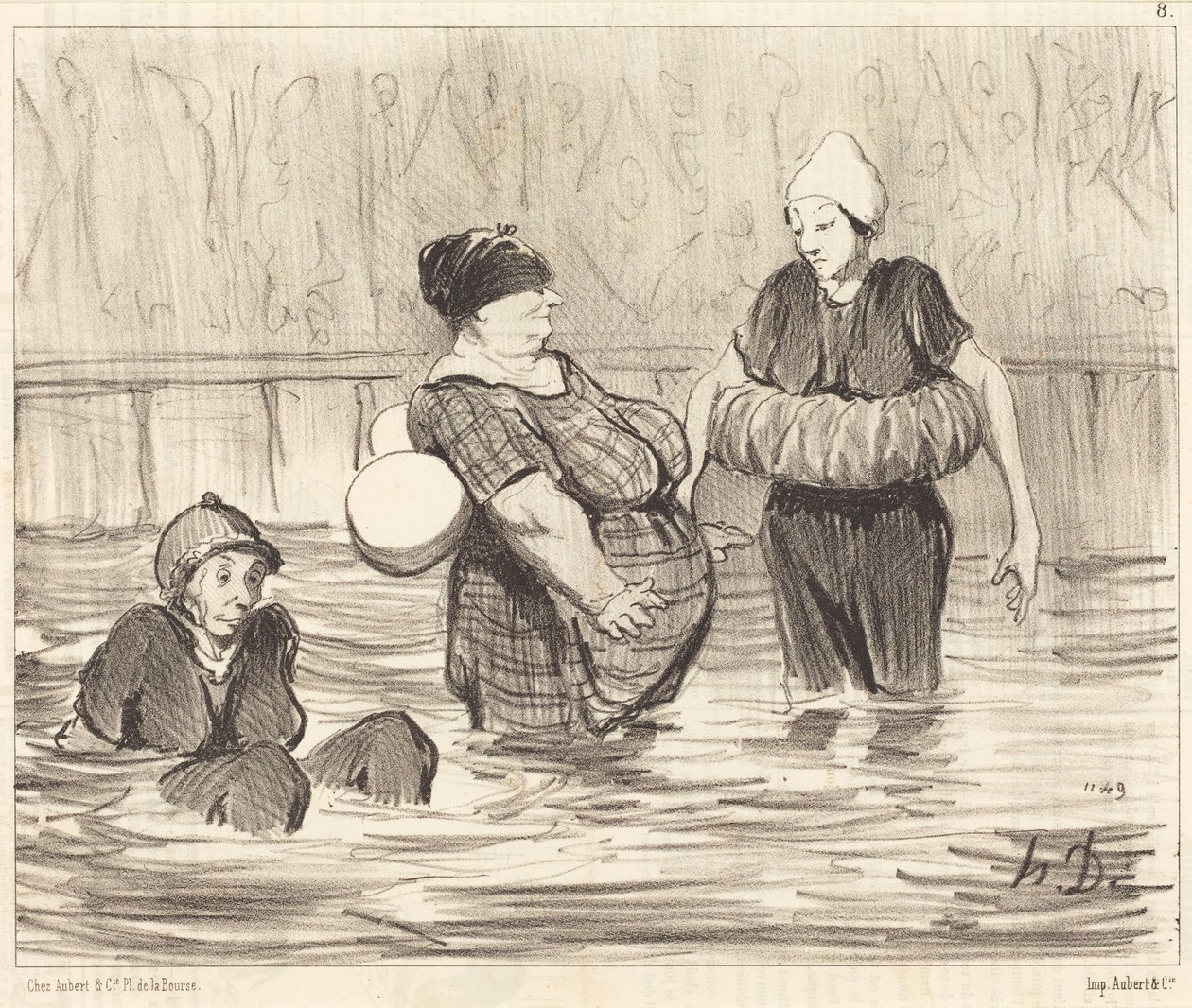 De forsigtige badende kvinder af Honoré Daumier