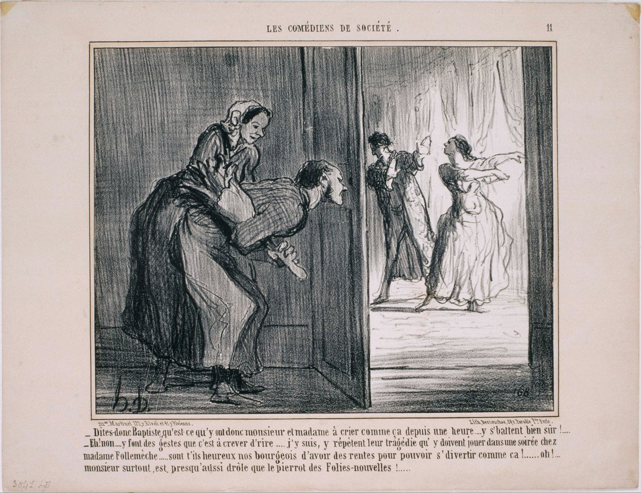 Les Comédiens de Société: Hør nu, Baptiste, hvad er det dog, de har… af Honoré Daumier