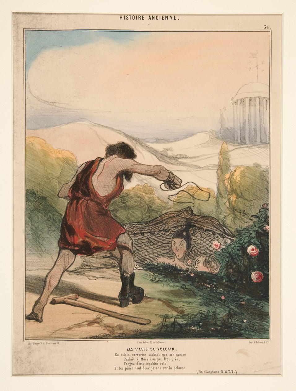 Vulkans net. Denne grimme låsesmed, som ved, at hans hustru... fra Histoire Ancienne af Honoré Daumier