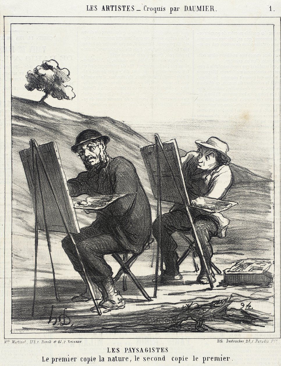 Landskabsmalerne. Den første kopierer naturen... af Honoré Daumier