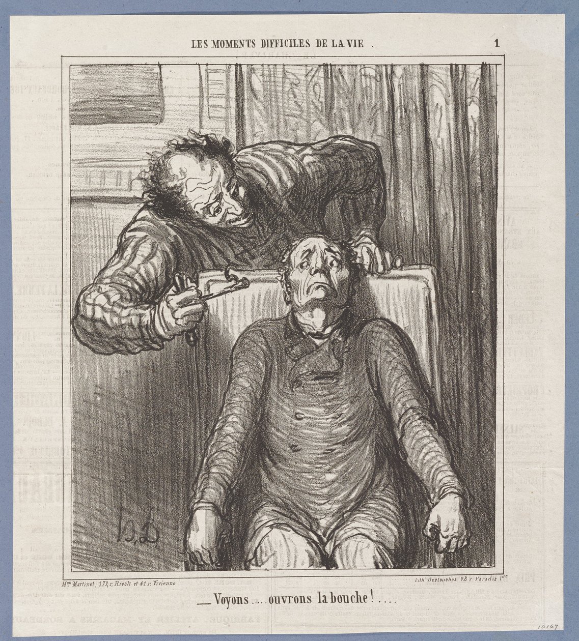 Lad os se… Åbn munden! af Honoré Daumier