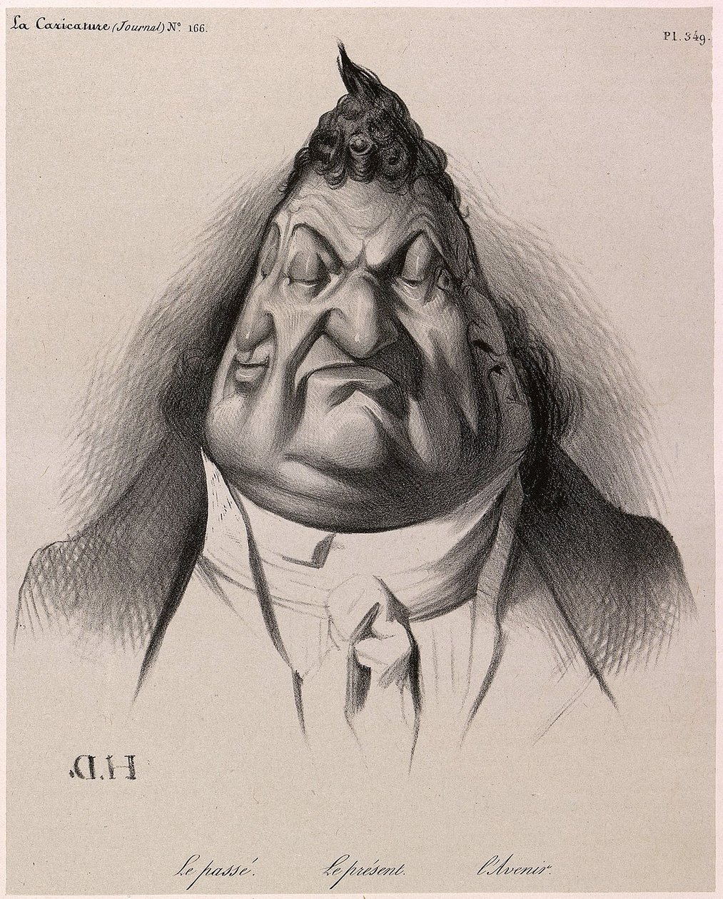 Louis-Philippe set af Daumier - Fortiden - Nutiden - Fremtiden - fra La Caricature - 1834 - af Honore Daumier - Illustration fra avisen: "" La Caricature""", 9. januar af Honoré Daumier