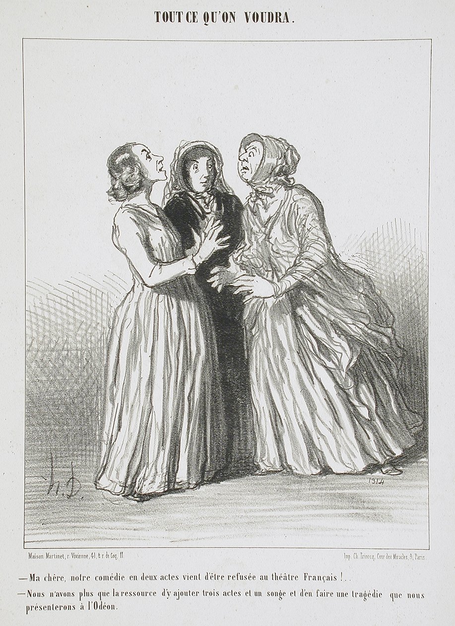 Min kære, vores komedie i to akter er netop blevet afvist på Théâtre Français!... af Honoré Daumier