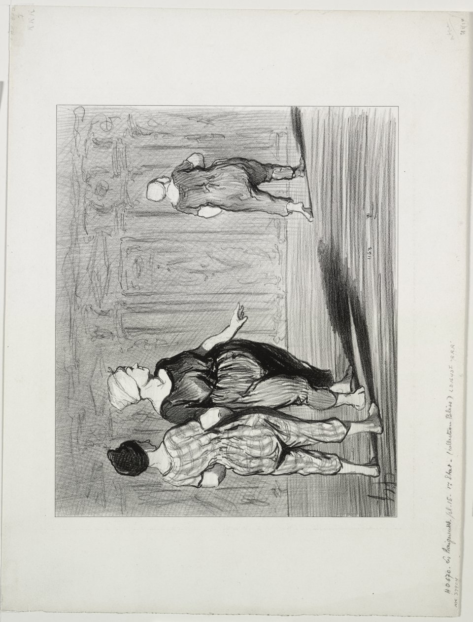 De badende, plade 15: Det er hende igen, en smuk mode, Madame Coquardeau! af Honoré Daumier