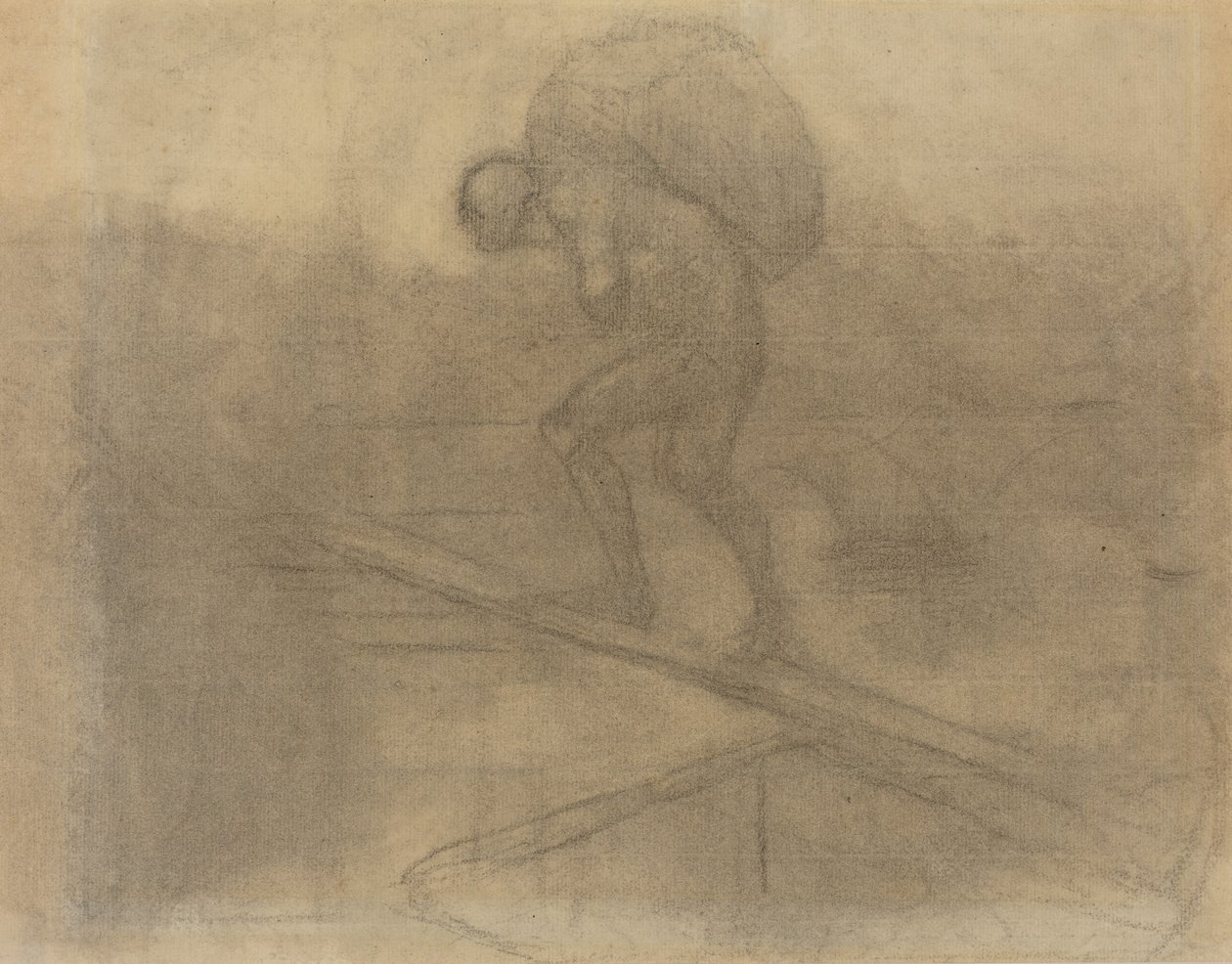 Mand, der bærer en sæk af Honoré Daumier