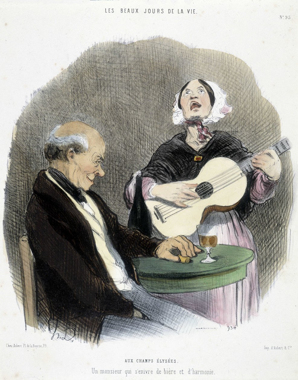 Mand drikker i selskab med en sanger - i "Les Beaux Days de la vie"" af Honoré Daumier af Honoré Daumier