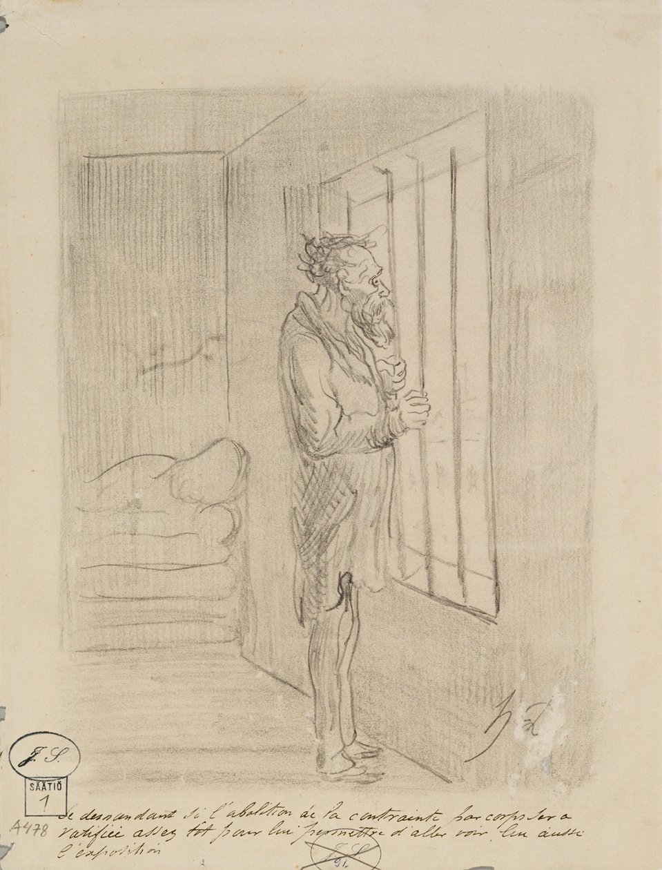 Mand bag lås og slå af Honoré Daumier