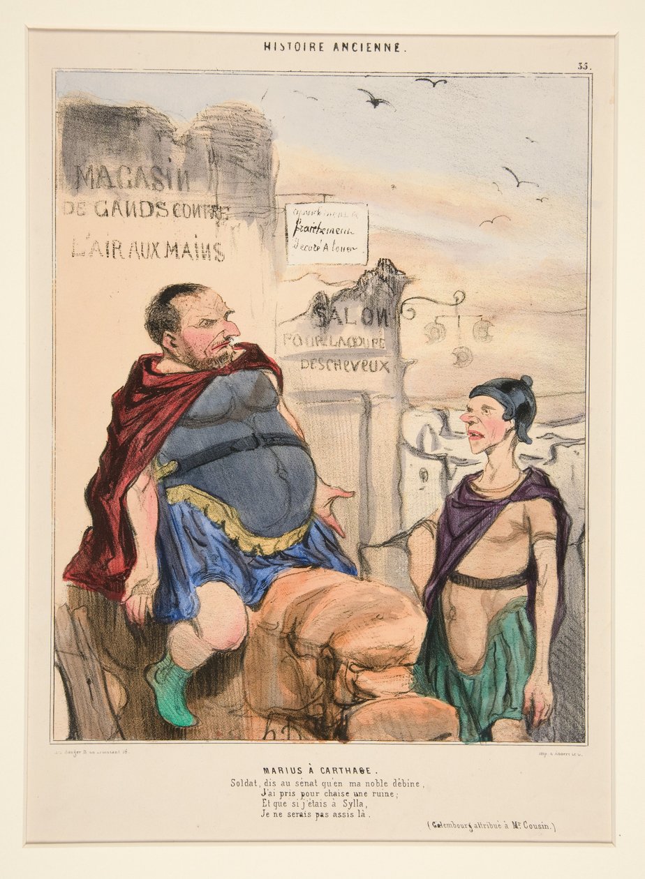 Marius i Karthago. Soldat, sig til Senatet, at i min ædle nød... fra Histoire Ancienne af Honoré Daumier