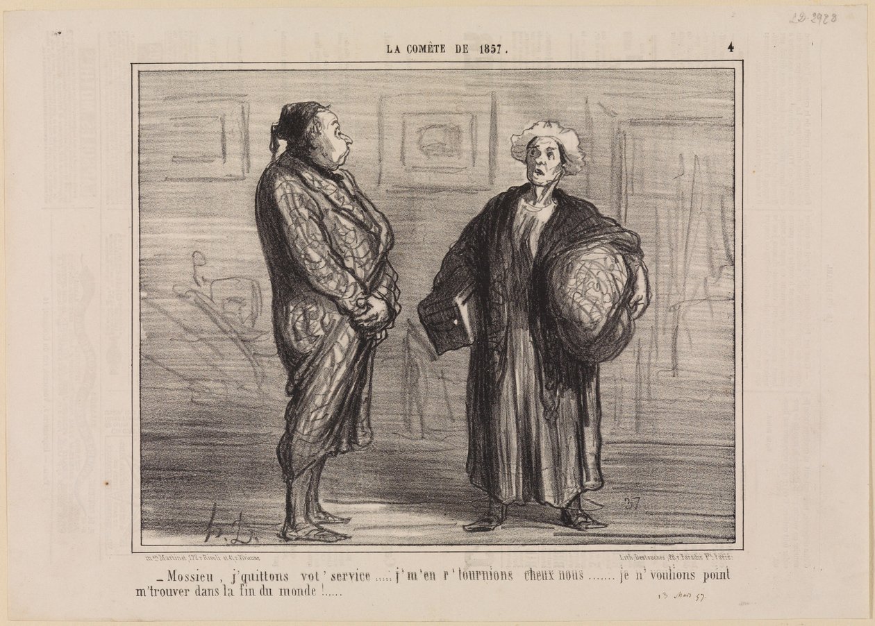 Min herre, vi forlader Deres tjeneste... (Kometen fra 1857, blad 4) af Honoré Daumier