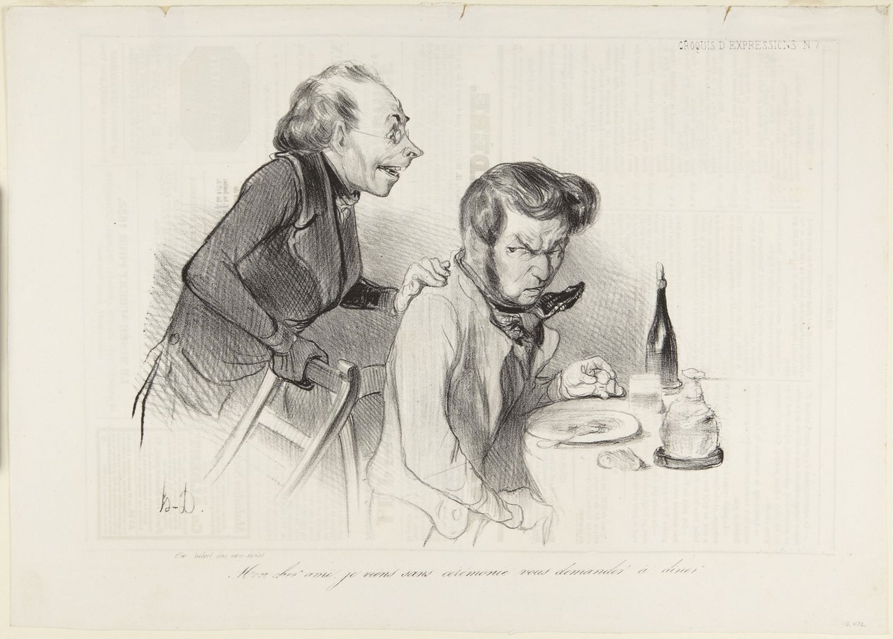 Min kære ven, jeg kommer uden ceremonier for at bede dig til middag af Honoré Daumier
