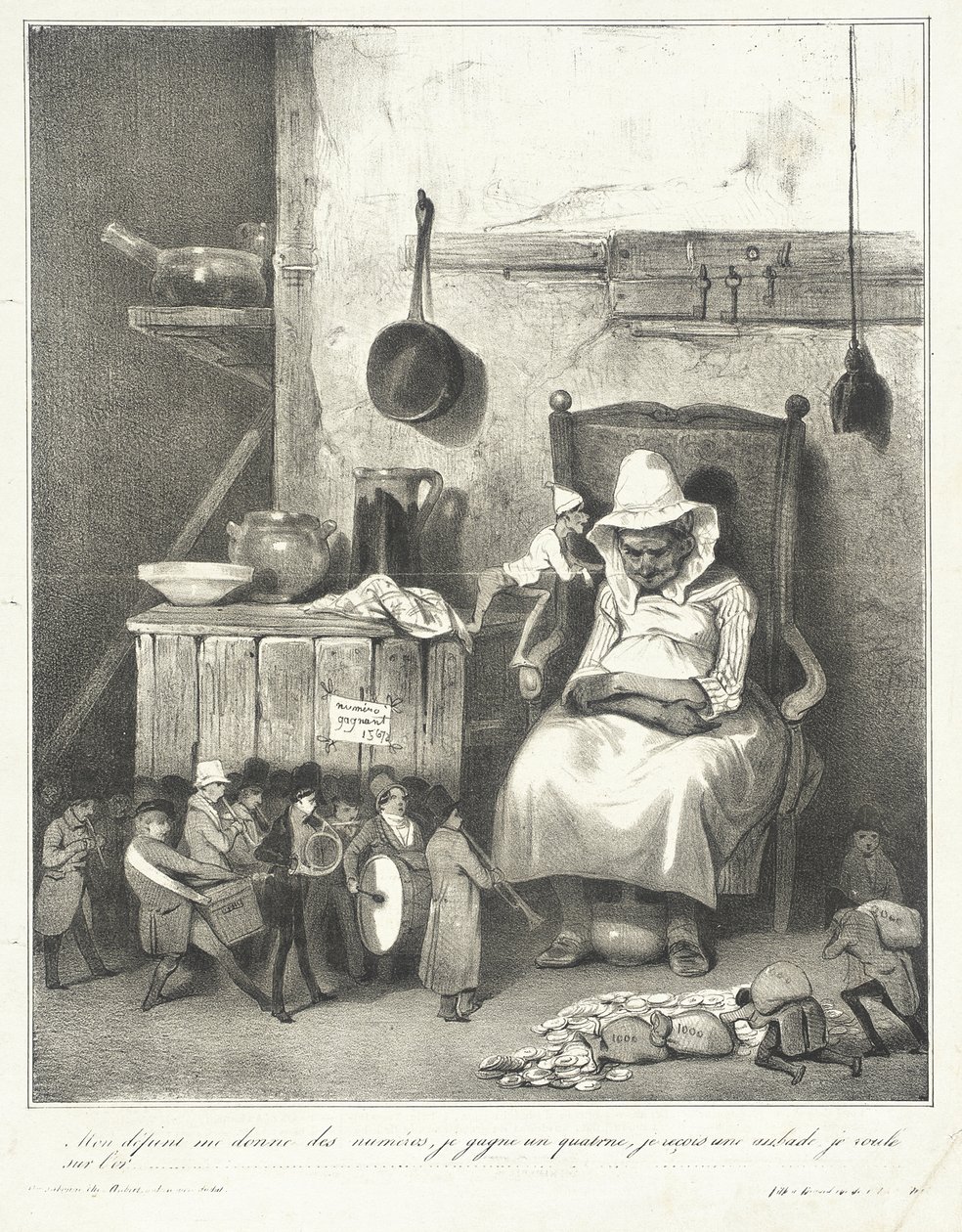 Min afdøde giver mig numre... af Honoré Daumier
