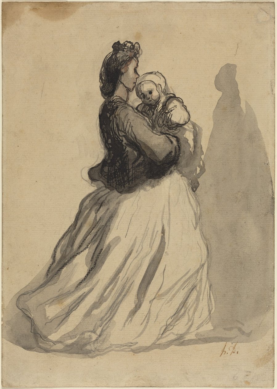 Mor og barn af Honoré Daumier