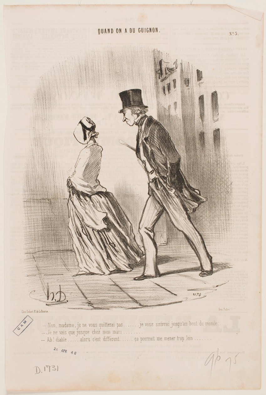 Nej, madame, jeg vil ikke forlade Dem... Jeg vil følge Dem til verdens ende... af Honoré Daumier