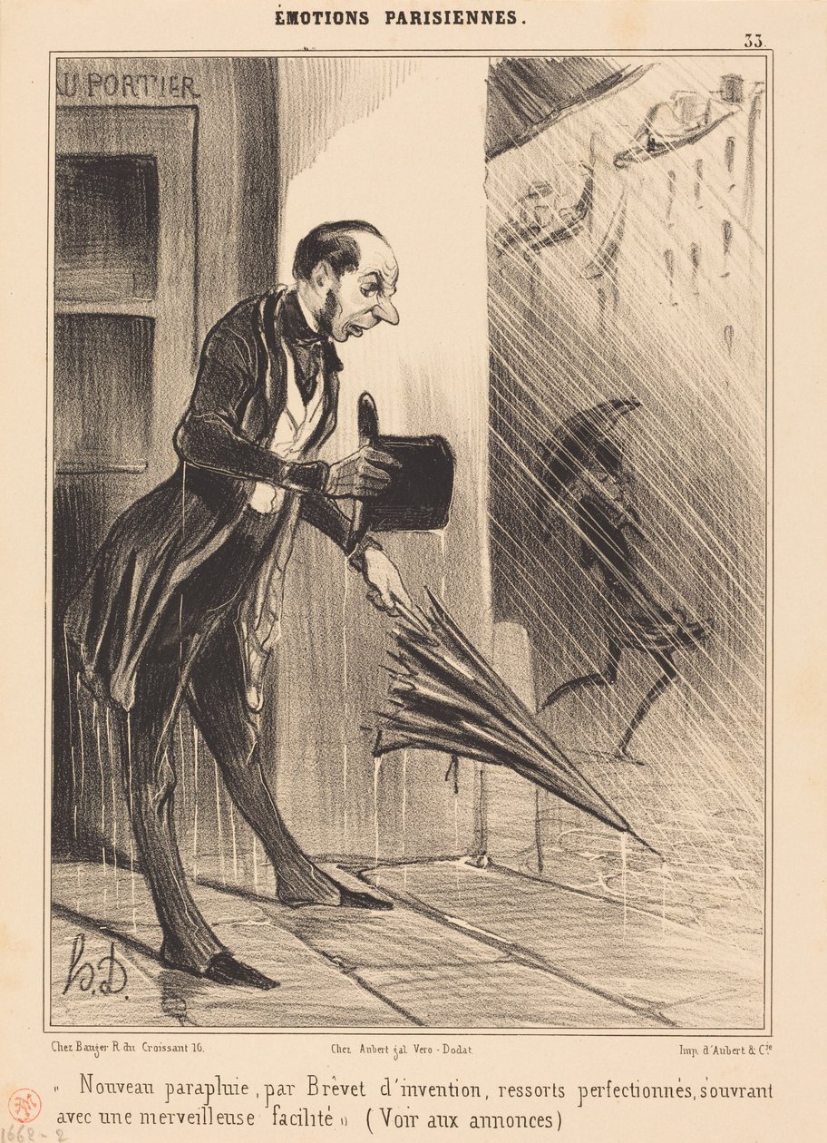 Ny paraply, patenteret... af Honoré Daumier