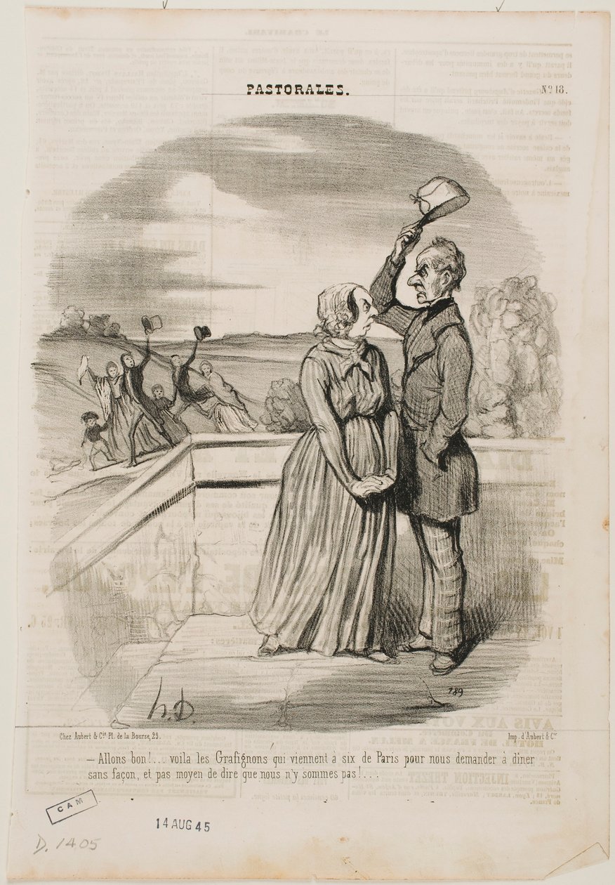Åh nej, se, Grafignon-familien er netop ankommet fra Paris, alle seks,... af Honoré Daumier