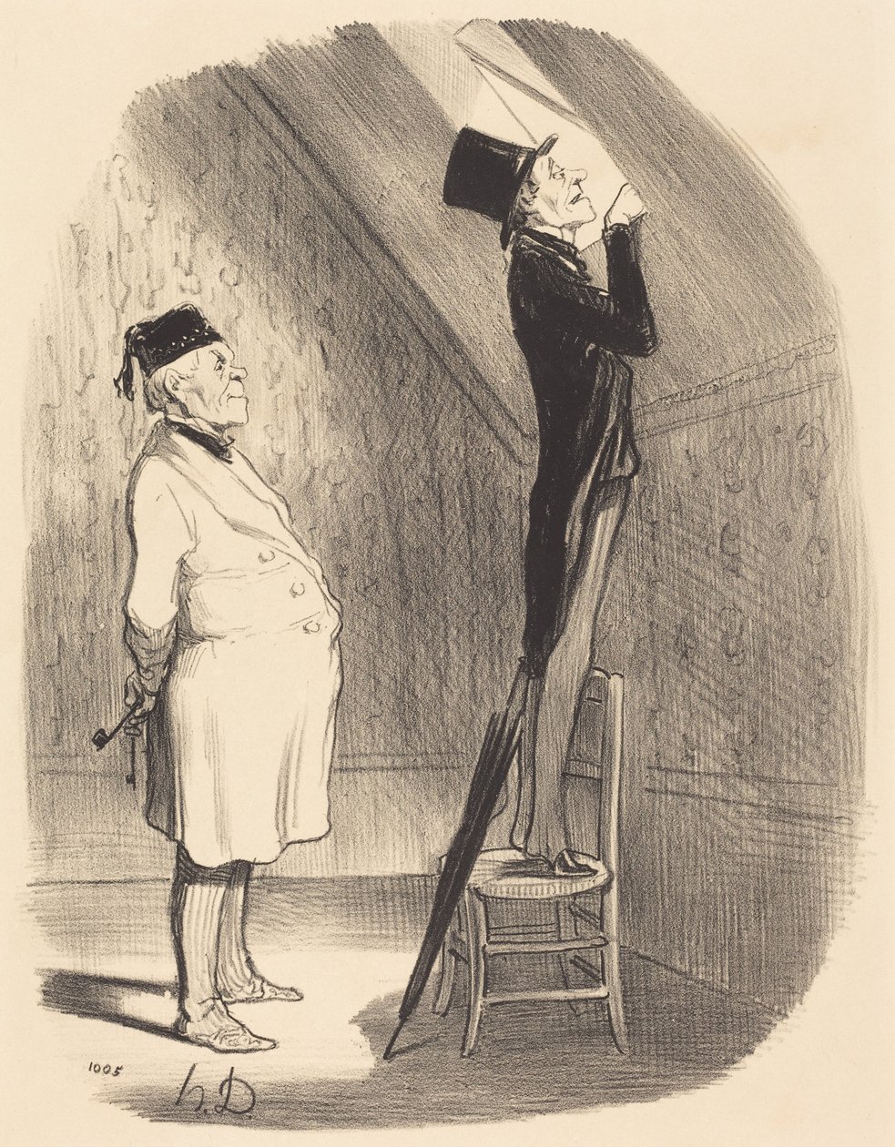 Åh! Hvad udsigten angår, finder De ikke noget bedre end her! af Honoré Daumier
