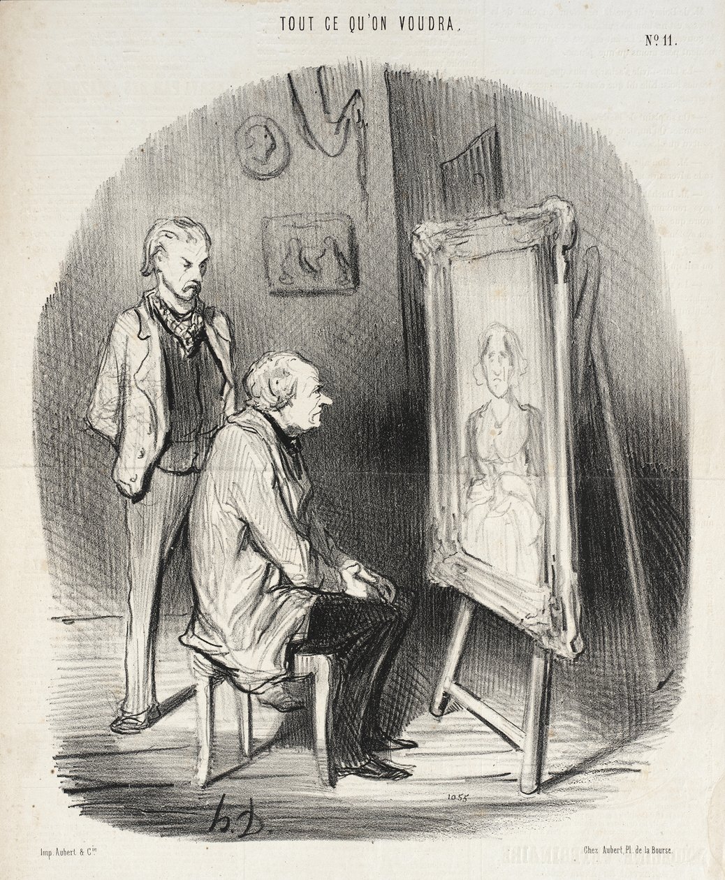 Ja, det er virkelig min afdøde kone!... jeg synes bare, at De har smigret hende for meget!... af Honoré Daumier