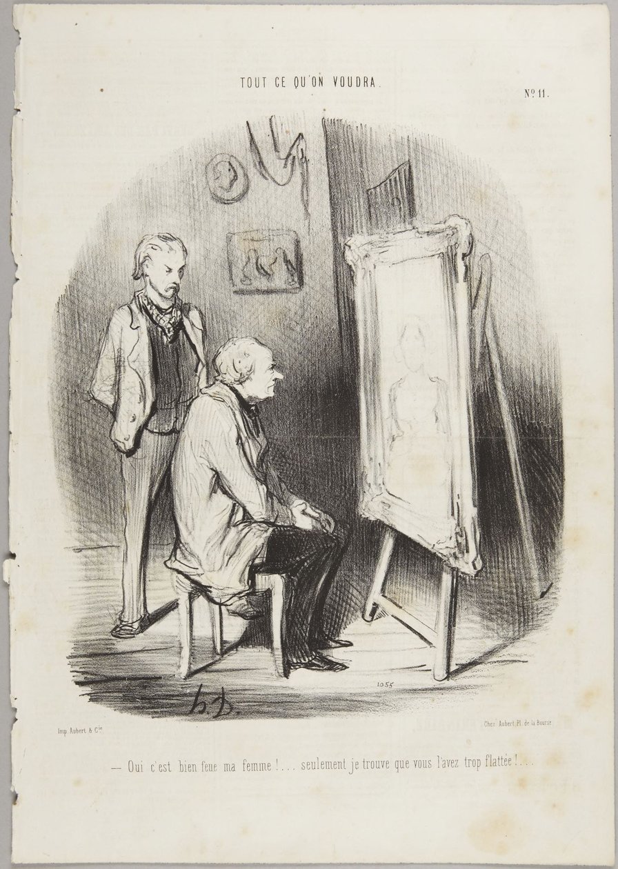 Ja, det er faktisk min afdøde kone!, nr. 11 i serien »Tout ce qu’on voudra« fra Le Charivari af Honoré Daumier