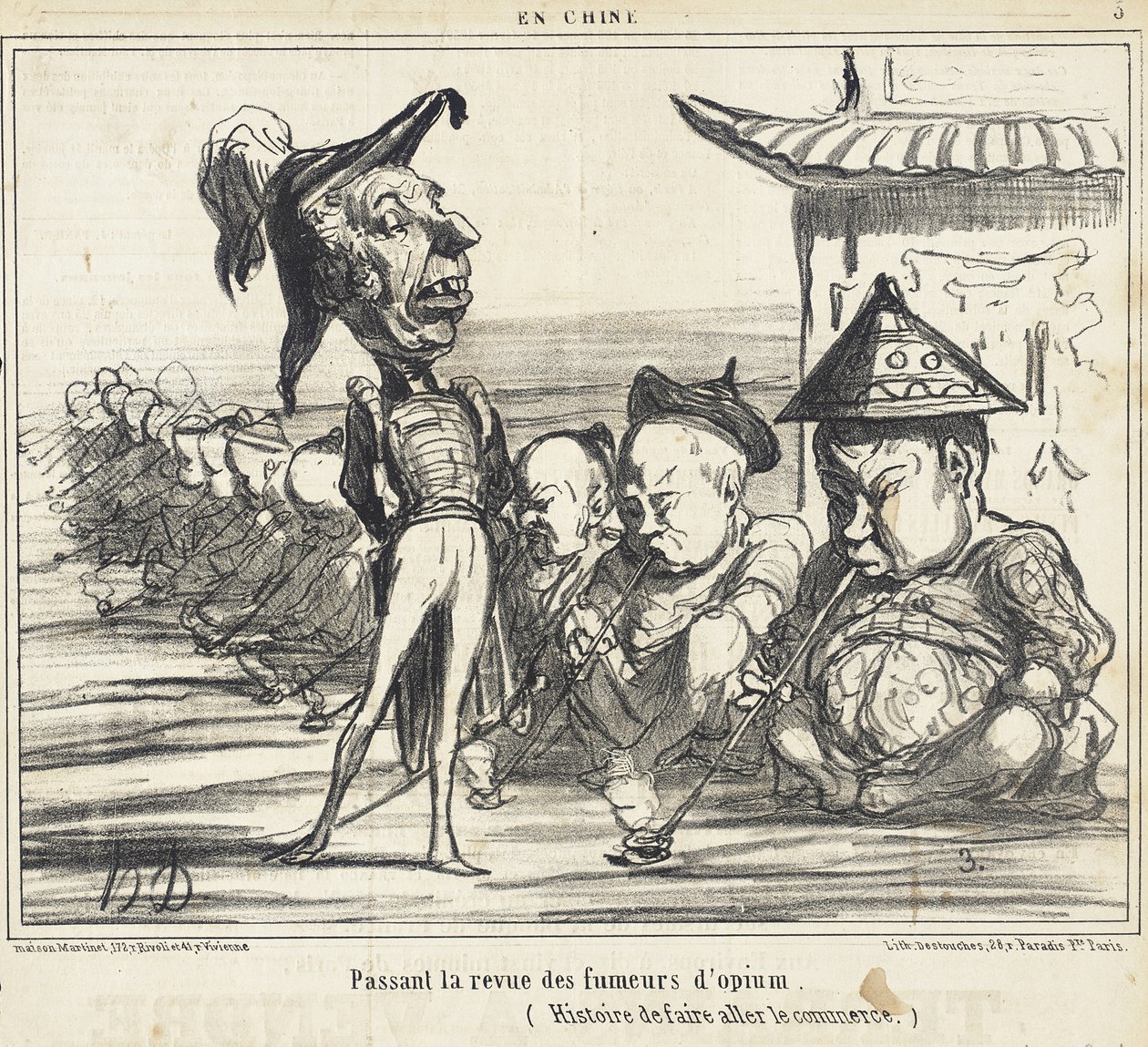 Mønstring af opiumsrygerne af Honoré Daumier