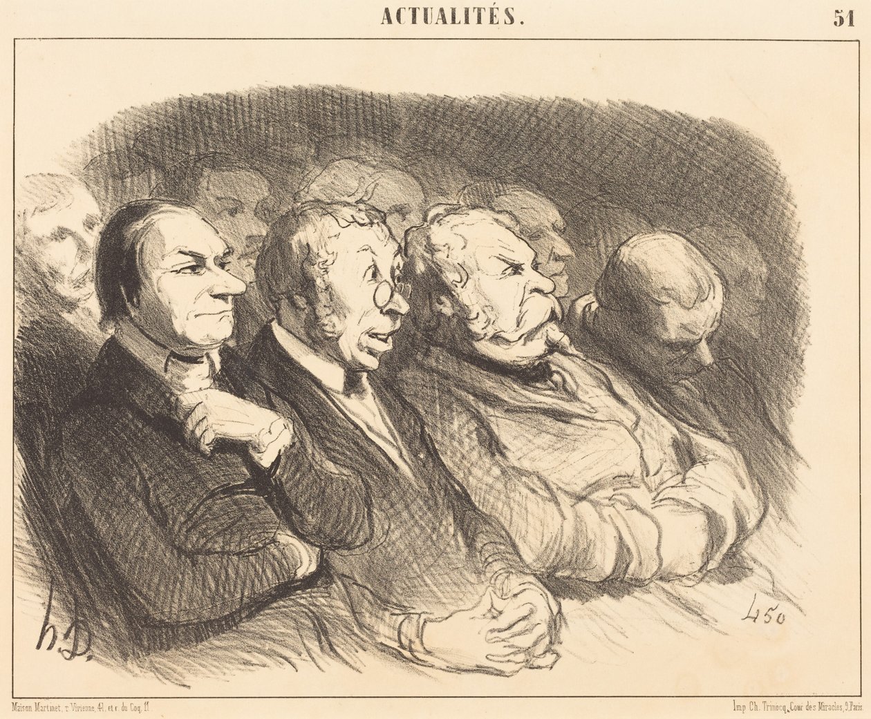 Tilskuernes fysiognomier ved Porte Saint-Martin... af Honoré Daumier