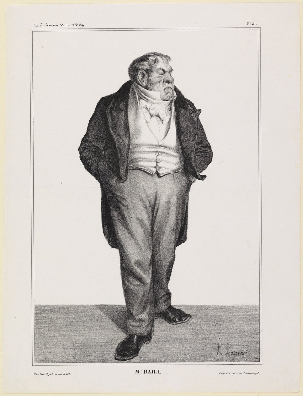 Portræt af M. Baillot af Honoré Daumier