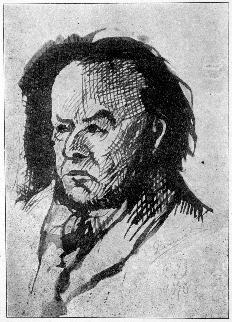 Portræt af Daumier af Charles Baudelaire i 1890: Autografmanuskriptet af Charles Baudelaire - paris, Auguste Blaizot af Honoré Daumier