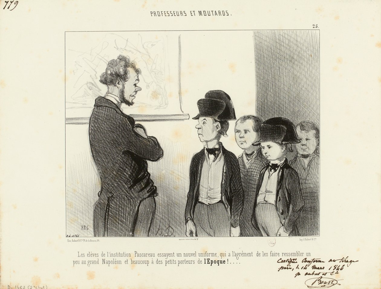 Lærere og unger. Eleverne på Pascareau-institutionen prøver en ny uniform... 25. af Honoré Daumier