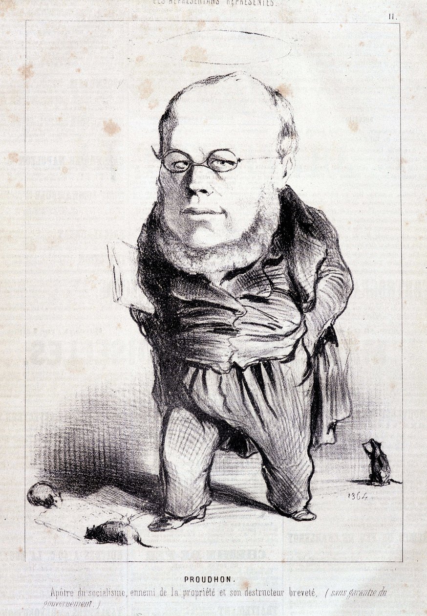 Proudhon, "" socialismens apostel, ejendomsfjende og dens patenterede ødelægger"" - af Daumier, i "" Charivari"" af 06/01/1849 af Honoré Daumier