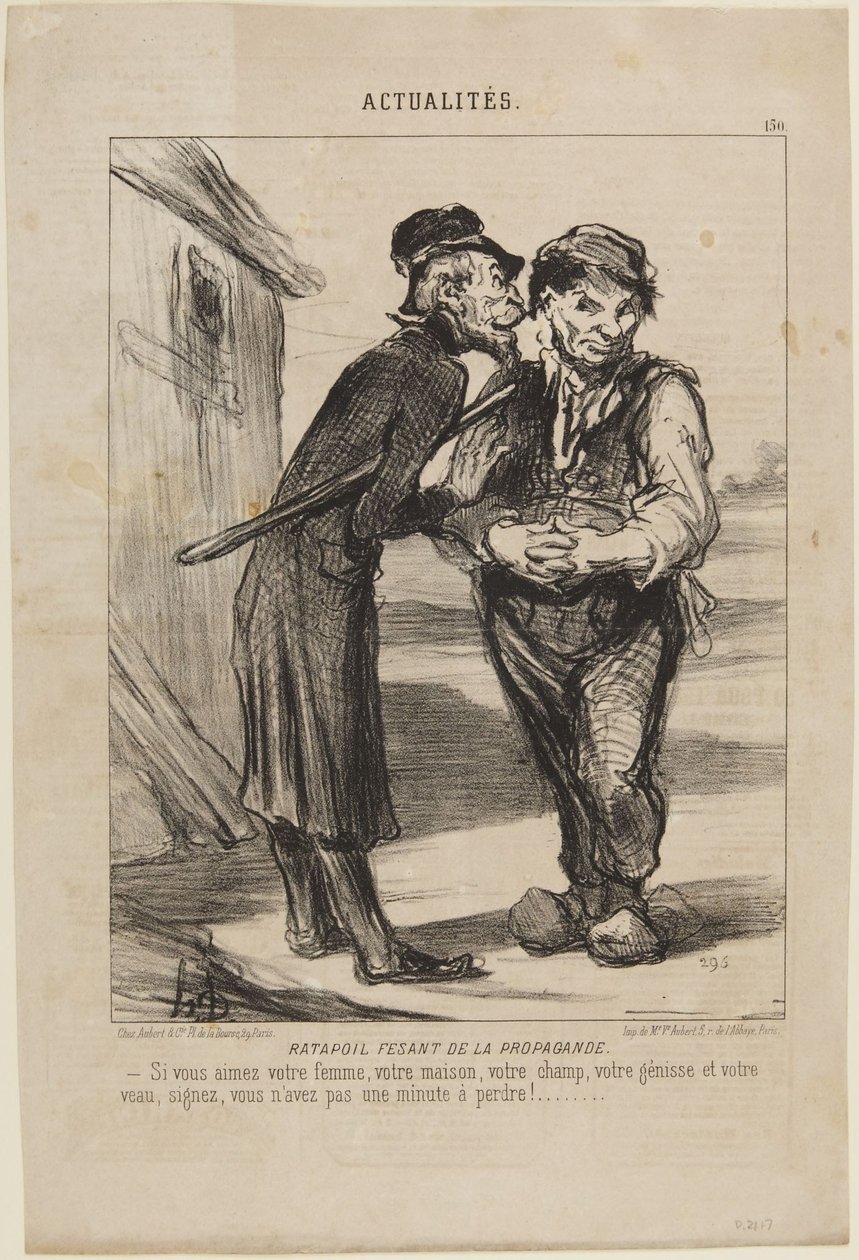 Ratapoil, propagandaens fasan, nummer 150 fra serien Actualités fra Le Charivari af Honoré Daumier