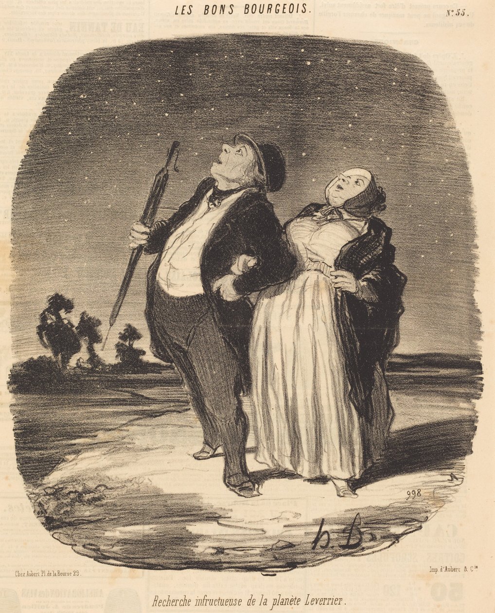 Resultatløs søgen efter planeten Leverrier af Honoré Daumier