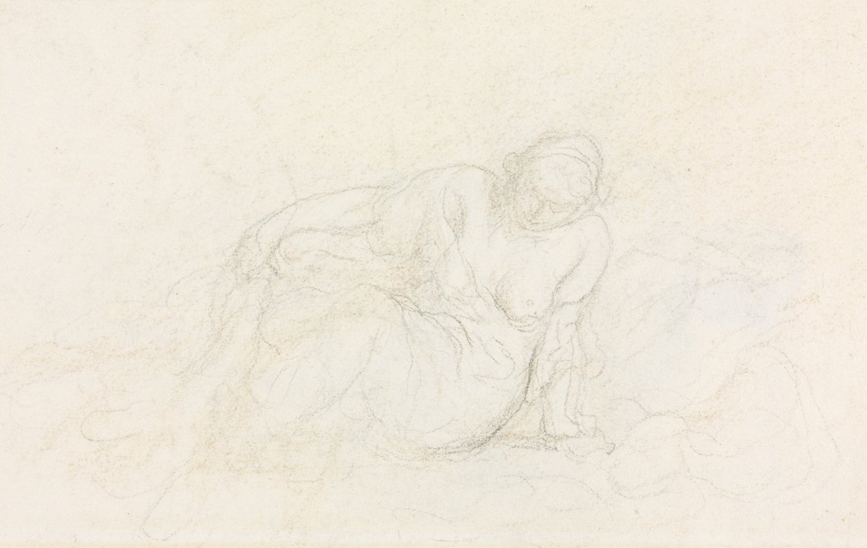 Tilbagelænet kvinde læner sig op ad sin arm (verso) af Honoré Daumier