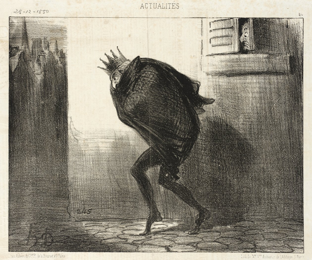 Kurfyrsten af Hessens natlige tilbagevenden til sin gode by Kassel... af Honoré Daumier