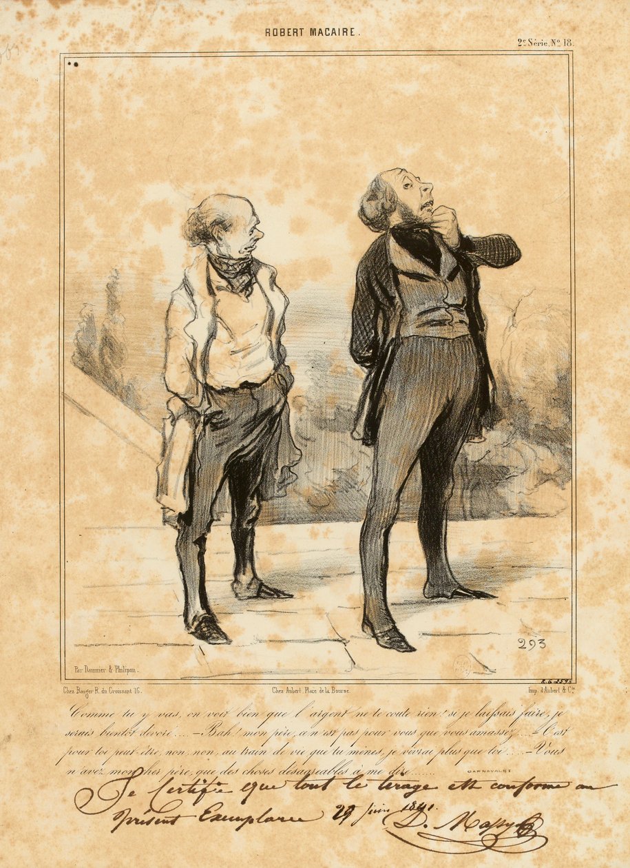 Robert Macaire Nr. 18: Wie du vorgehst, man sieht, dass Geld dir nichts kostet... af Honoré Daumier