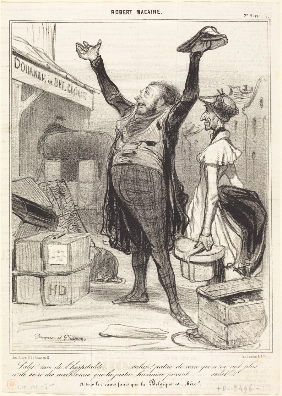 Hilsen! Gæstfrihedens land... af Honoré Daumier