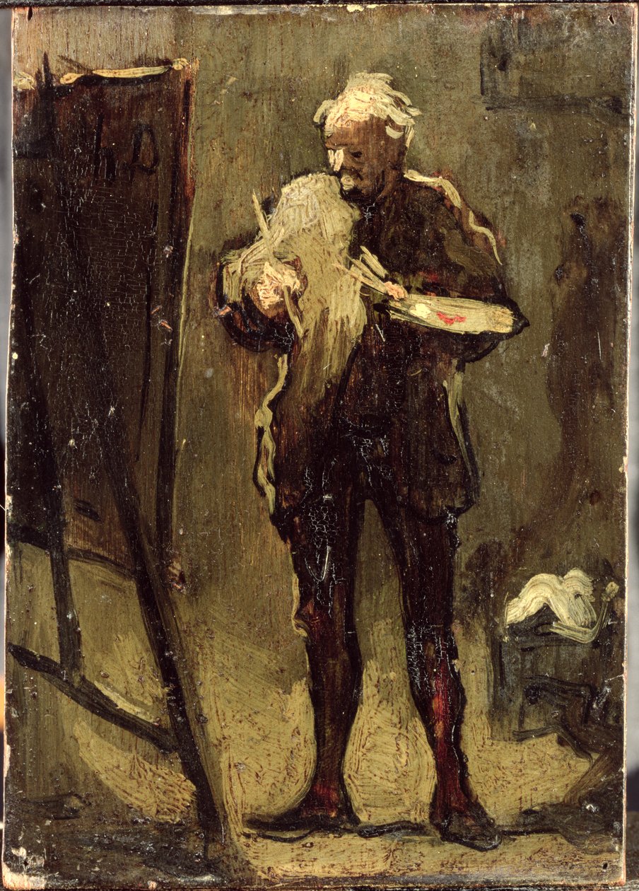 Selvportræt (olie på panel) af Honoré Daumier