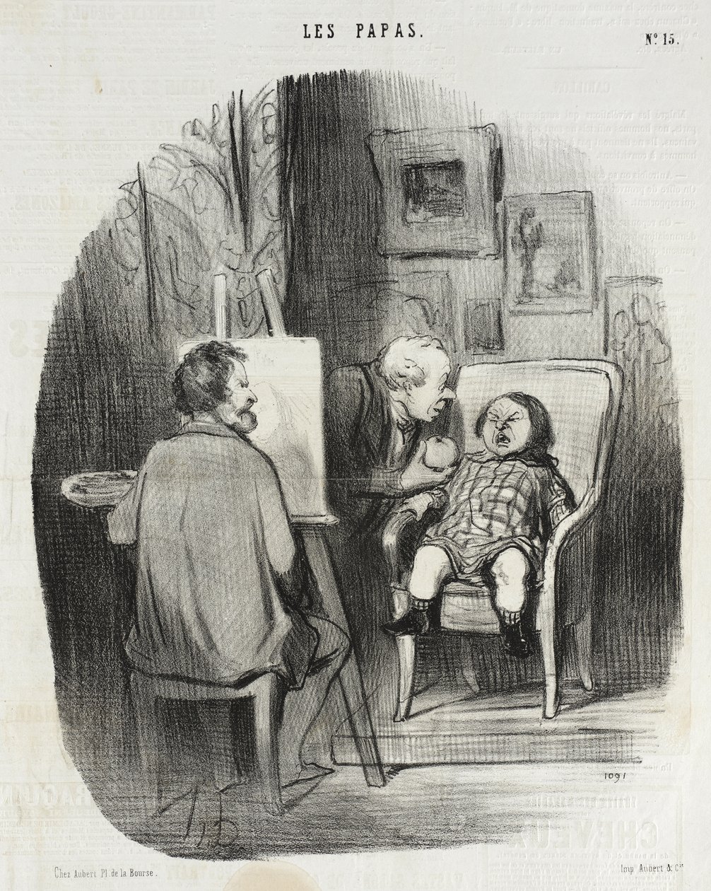 Den eneste måde at få et barn til at posere med frugt... af Honoré Daumier