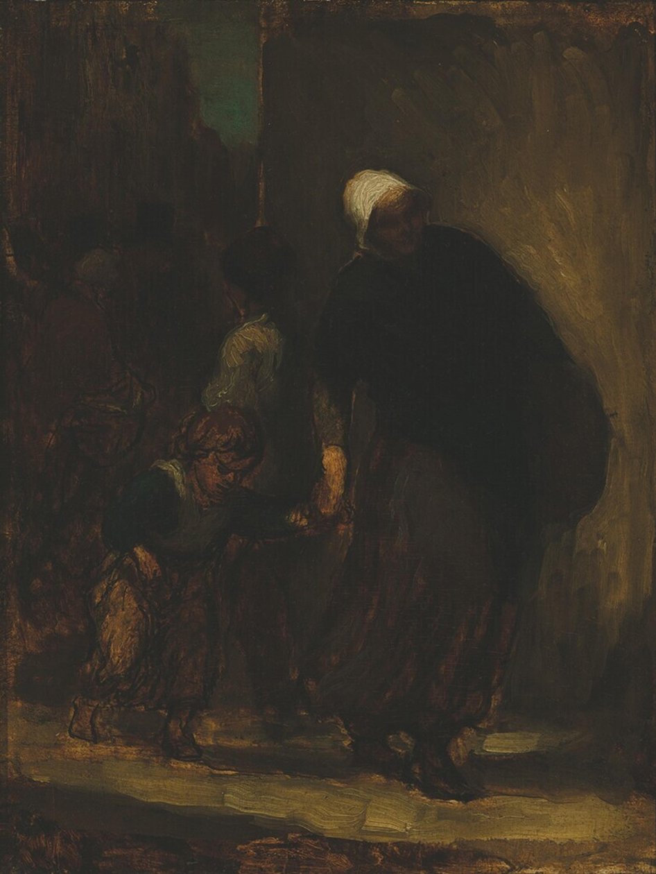 Gadescene, ca. 1864 (olie på panel) af Honoré Daumier