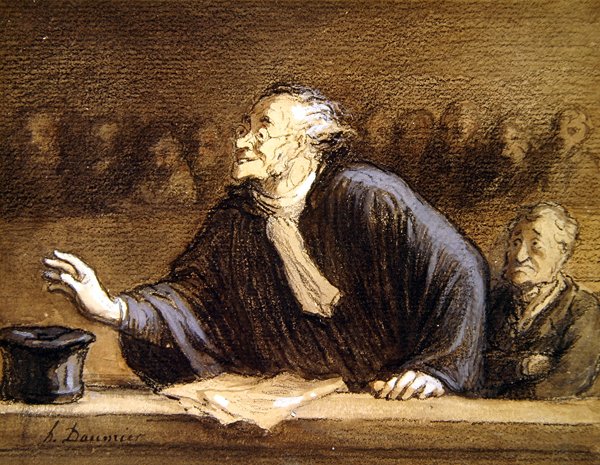 Advokaten (akvarel og kridt på papir) af Honoré Daumier