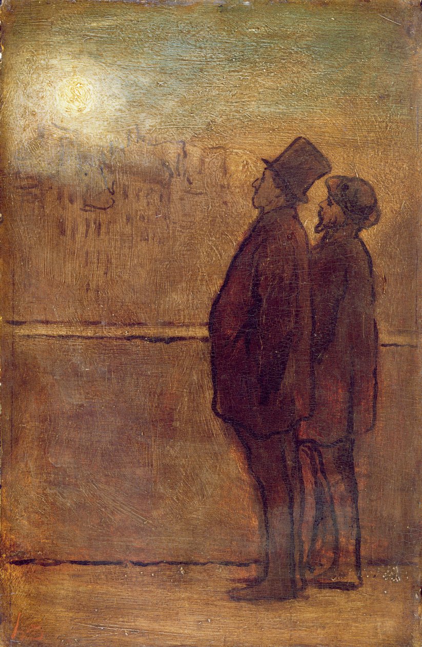 Nattevandrerne (olie på plade) af Honoré Daumier
