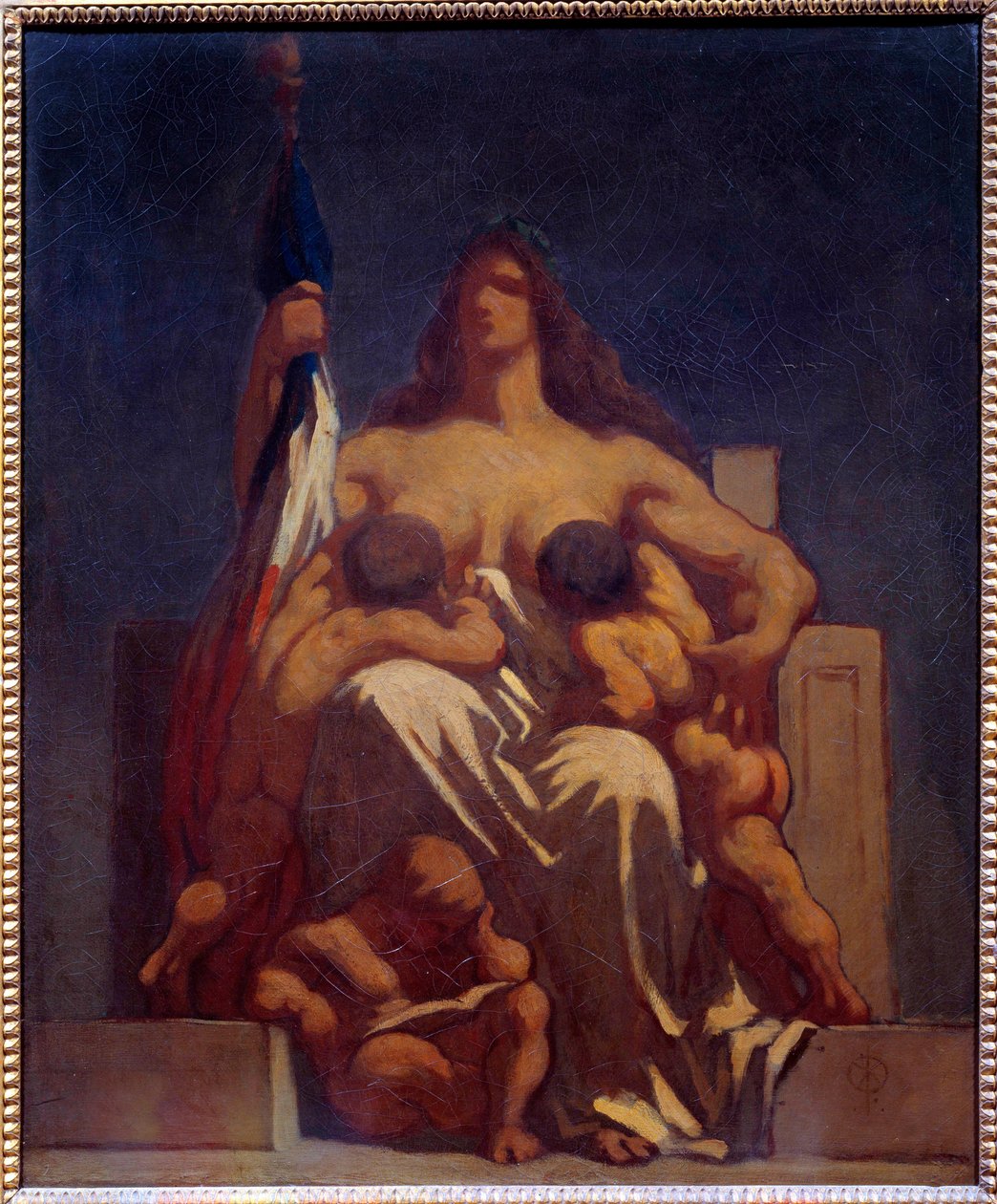 Republique Allegorie de France, der ammer sine børn. Skitse af Honore Daumier (1808-1879) 1848 søn. 0,73x0,60 m Paris, Orsay Museum af Honoré Daumier