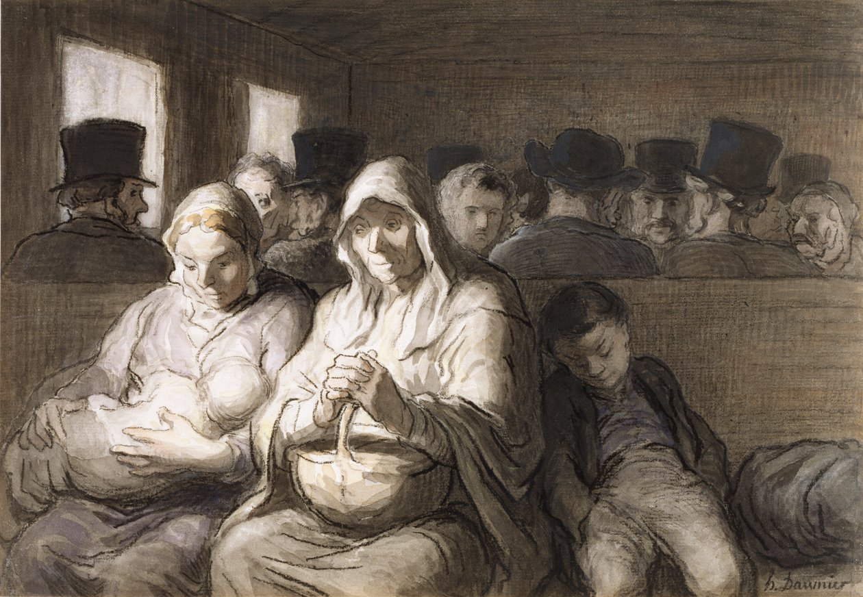 Togvognen i tredje klasse af Honoré Daumier