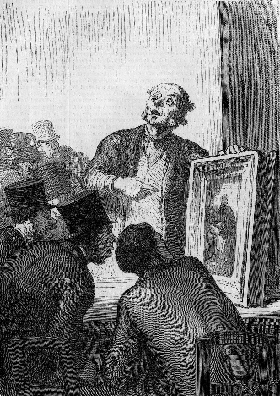 Auktionshuset: kunsteksperten. Karikatur af Honore Daumier (1808-1879). Indgravering i "" Le Monde Illustré"" nr. 308 af 7. marts af Honoré Daumier