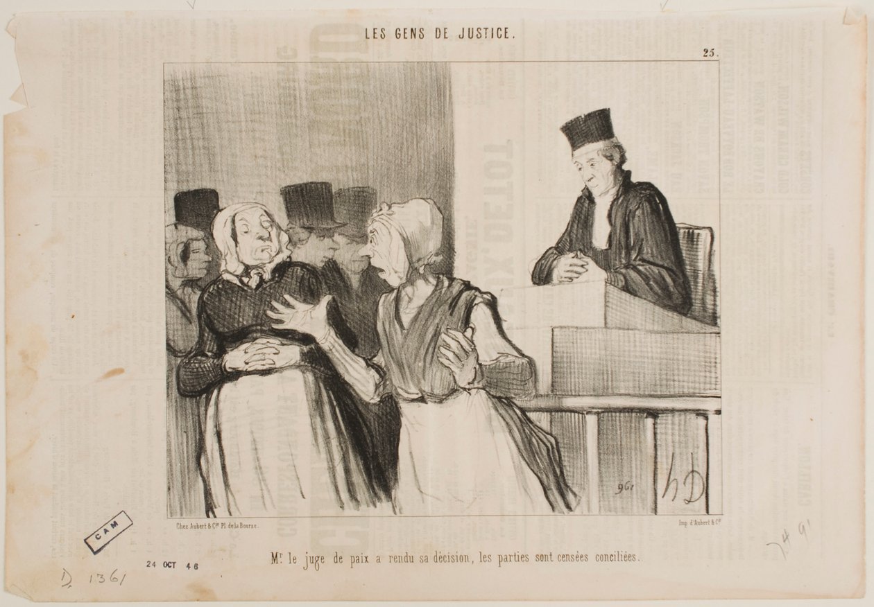 Dommeren ved forligsretten har afsagt sin dom... alle parter skal forliges. af Honoré Daumier
