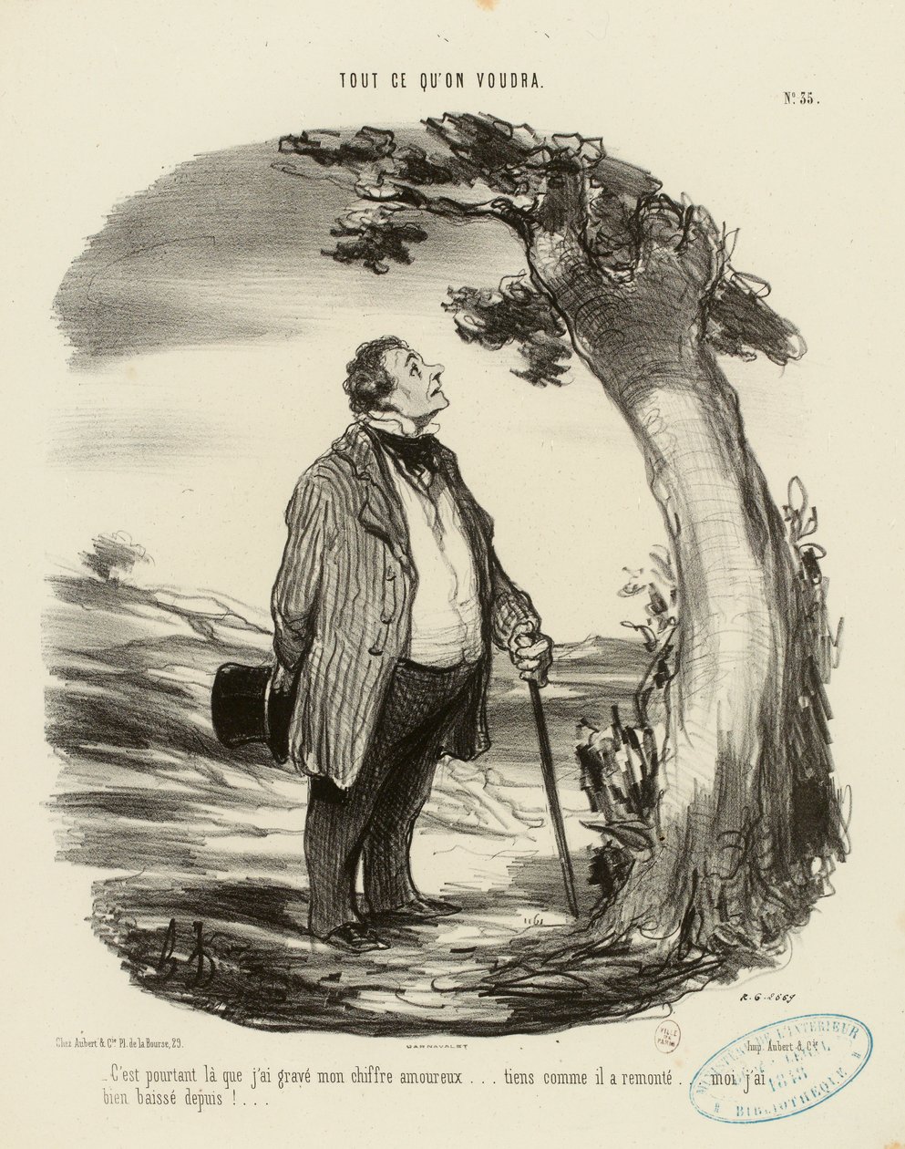 Alt, hvad man ønsker, nr. 35: Det var dog der, jeg indgraverede mit kærlighedstegn... af Honoré Daumier